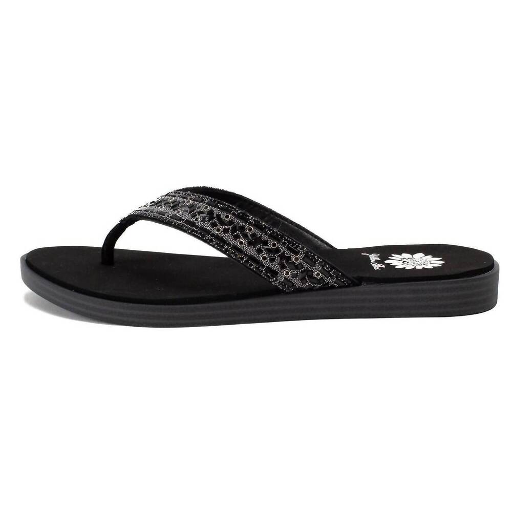 NEW YELLOWBOX women's dashna sandal in black & gray abstract - Picture 2 of 4